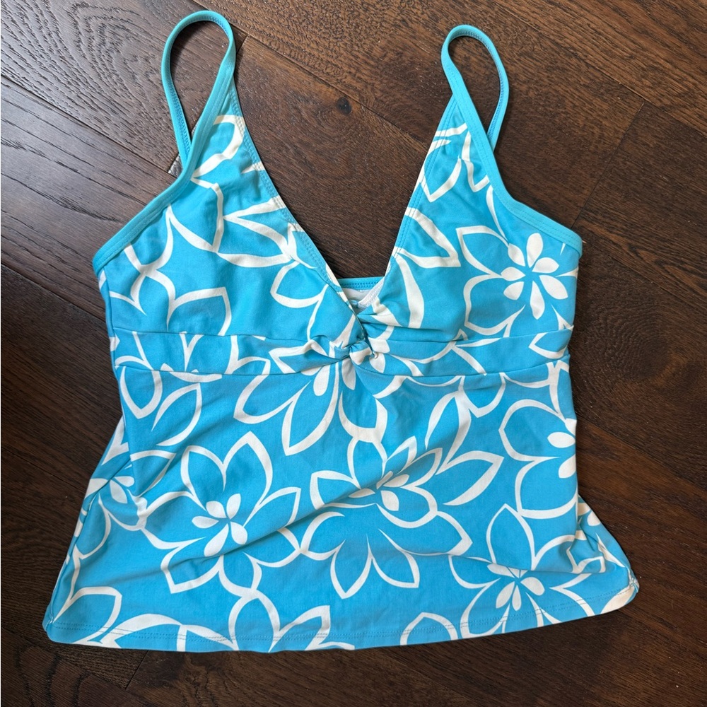 Women's NEXT Athena Tankini Bikini Top Swim Suit Swimwear Floral‎ Blue Sz 38 B C